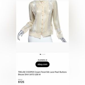 Lauren Ralph Cream Floral Silk Lace Pearl Buttons
Blouse Shirt